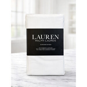 LAUREN RALPH LAUREN 2 Standard 100% Cotton Dunham Sateen White Pillowcases 300TC